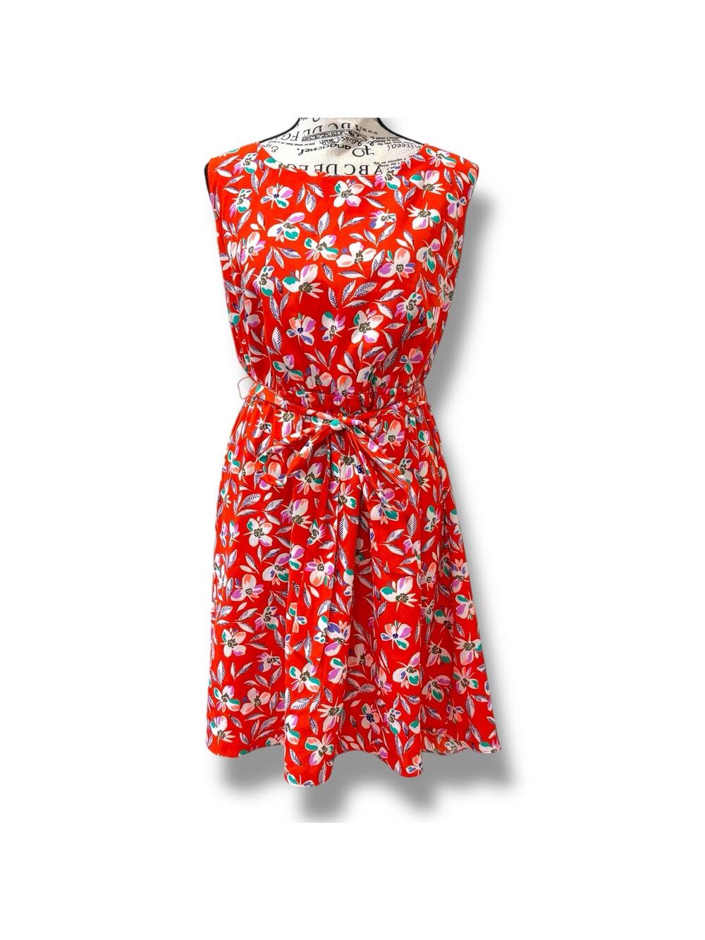 Gap Size L Orange Floral Belted Dress Cottage Vacation